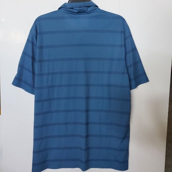 Nike Mens L Golf Dri-Fit Blue Fade Stripe Short Sleeve Polo Shirt - Picture 2 of 12